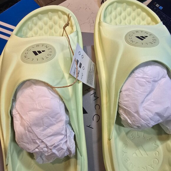 Stella McCartney x Adidas Women’s Size 7 Halo Carbon Light Green Slides JI1217 - Picture 9 of 14